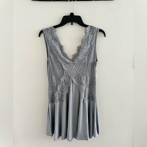 NWOT Boho Grey Lace Tunic/Mini Dress